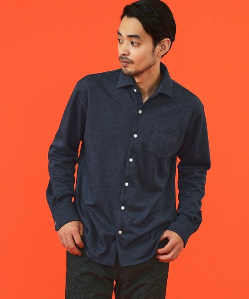 EDWIN（エドウィン）の「デニスラ ドレスシャツ 長袖 ストレッチ ビジネス（シャツ/ブラウス・メンズ・ピンク/ホワイト/ブルー/ネイビー・MEDIUM/LARGE/X-LARGE/SMALL）」の2枚目の写真