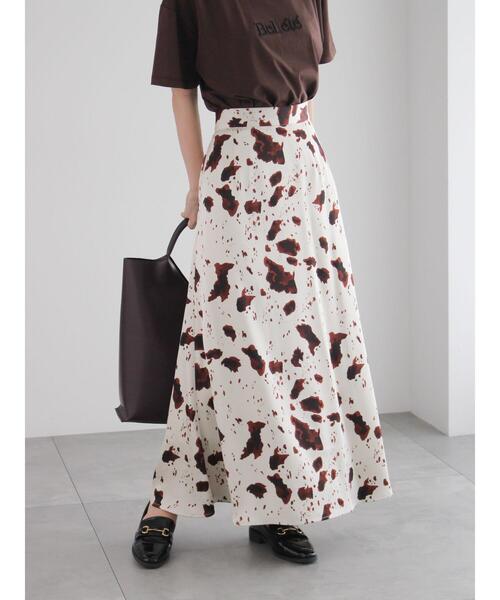 Te chichi（テチチ）の「アニマルプリント/レザーロングスカート（スカート・レディース・ブラック/ベージュ/チャコールグレー・F）」の3枚目の写真