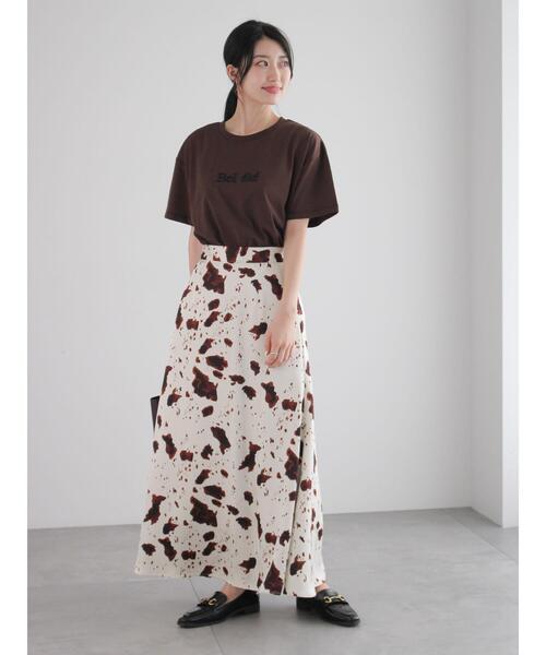 Te chichi（テチチ）の「アニマルプリント/レザーロングスカート（スカート・レディース・ブラック/ベージュ/チャコールグレー・F）」の5枚目の写真