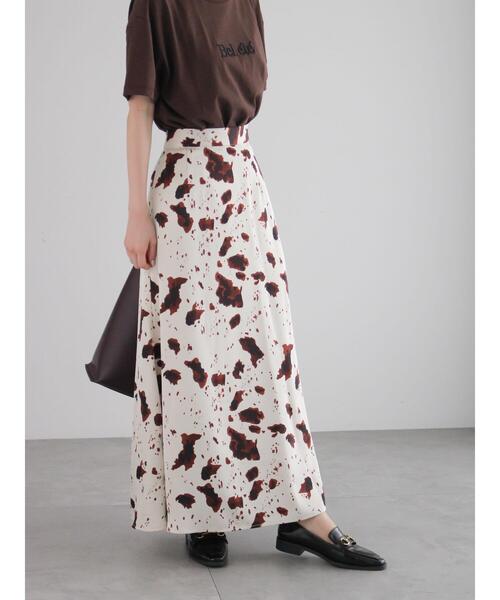 Te chichi（テチチ）の「アニマルプリント/レザーロングスカート（スカート・レディース・ブラック/ベージュ/チャコールグレー・F）」の6枚目の写真