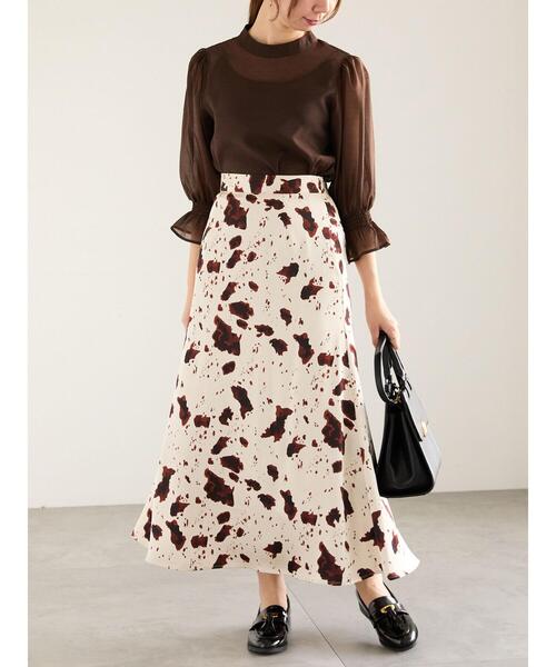 Te chichi（テチチ）の「アニマルプリント/レザーロングスカート（スカート・レディース・ブラック/ベージュ/チャコールグレー・F）」の9枚目の写真