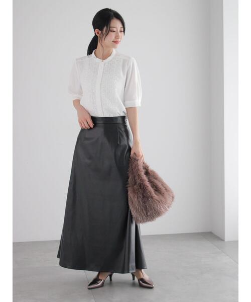 Te chichi（テチチ）の「アニマルプリント/レザーロングスカート（スカート・レディース・ブラック/ベージュ/チャコールグレー・F）」の10枚目の写真