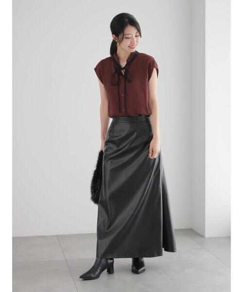 Te chichi（テチチ）の「アニマルプリント/レザーロングスカート（スカート・レディース・ブラック/ベージュ/チャコールグレー・F）」の11枚目の写真