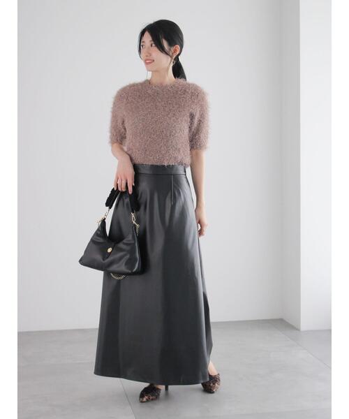 Te chichi（テチチ）の「アニマルプリント/レザーロングスカート（スカート・レディース・ブラック/ベージュ/チャコールグレー・F）」の12枚目の写真