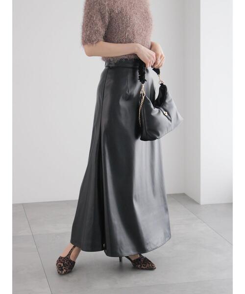 Te chichi（テチチ）の「アニマルプリント/レザーロングスカート（スカート・レディース・ブラック/ベージュ/チャコールグレー・F）」の13枚目の写真