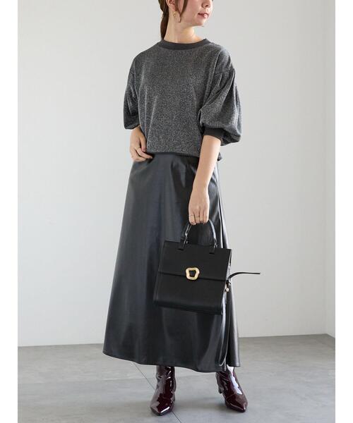 Te chichi（テチチ）の「アニマルプリント/レザーロングスカート（スカート・レディース・ブラック/ベージュ/チャコールグレー・F）」の15枚目の写真