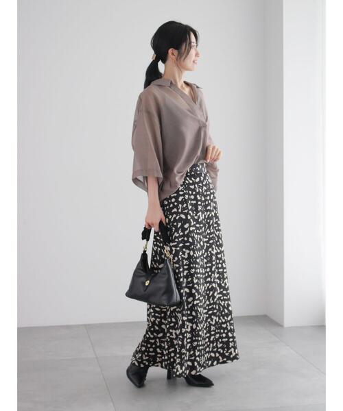 Te chichi（テチチ）の「アニマルプリント/レザーロングスカート（スカート・レディース・ブラック/ベージュ/チャコールグレー・F）」の17枚目の写真