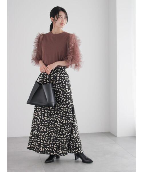 Te chichi（テチチ）の「アニマルプリント/レザーロングスカート（スカート・レディース・ブラック/ベージュ/チャコールグレー・F）」の18枚目の写真