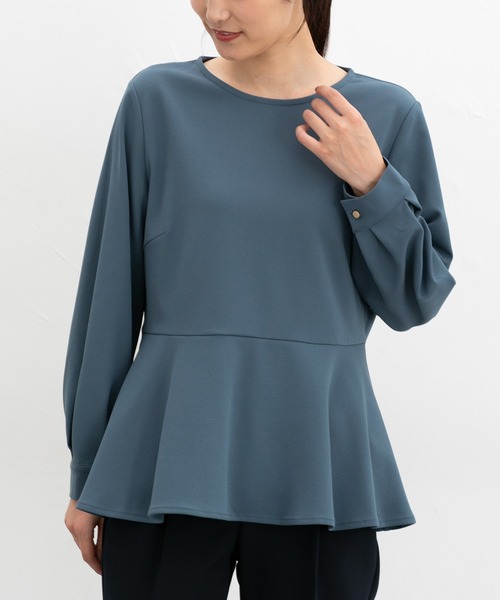Honeys(ハニーズ)の「ペプラムトップス(Tシャツ/カットソー・レディース・ネイビー/モカ/ブラック/ブルーグリーン・S/M/L/LL/3L)」の4枚目の写真