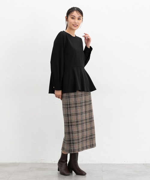 Honeys(ハニーズ)の「ペプラムトップス(Tシャツ/カットソー・レディース・ネイビー/モカ/ブラック/ブルーグリーン・S/M/L/LL/3L)」の6枚目の写真
