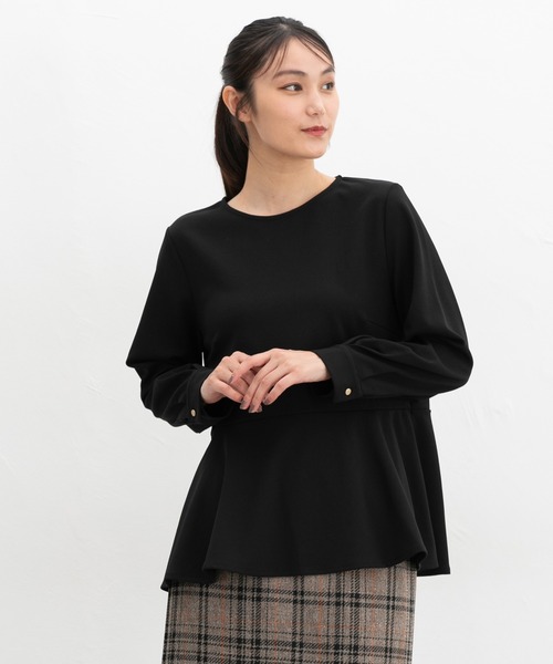 Honeys(ハニーズ)の「ペプラムトップス(Tシャツ/カットソー・レディース・ネイビー/モカ/ブラック/ブルーグリーン・S/M/L/LL/3L)」の7枚目の写真