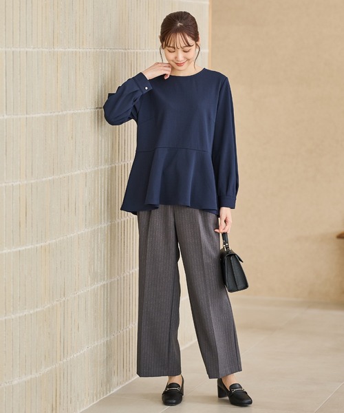 Honeys(ハニーズ)の「ペプラムトップス(Tシャツ/カットソー・レディース・ネイビー/モカ/ブラック/ブルーグリーン・S/M/L/LL/3L)」の8枚目の写真
