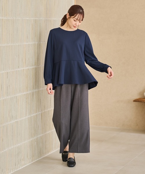 Honeys(ハニーズ)の「ペプラムトップス(Tシャツ/カットソー・レディース・ネイビー/モカ/ブラック/ブルーグリーン・S/M/L/LL/3L)」の9枚目の写真