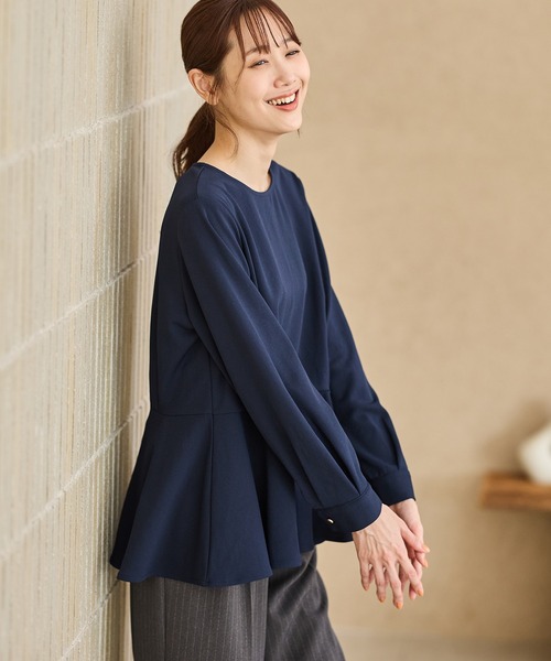Honeys(ハニーズ)の「ペプラムトップス(Tシャツ/カットソー・レディース・ネイビー/モカ/ブラック/ブルーグリーン・S/M/L/LL/3L)」の11枚目の写真