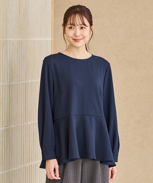 Honeys(ハニーズ)の「ペプラムトップス(Tシャツ/カットソー・レディース・ネイビー/モカ/ブラック/ブルーグリーン・S/M/L/LL/3L)」の12枚目の写真