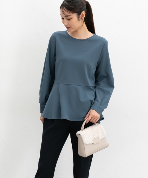 Honeys(ハニーズ)の「ペプラムトップス(Tシャツ/カットソー・レディース・ネイビー/モカ/ブラック/ブルーグリーン・S/M/L/LL/3L)」の14枚目の写真