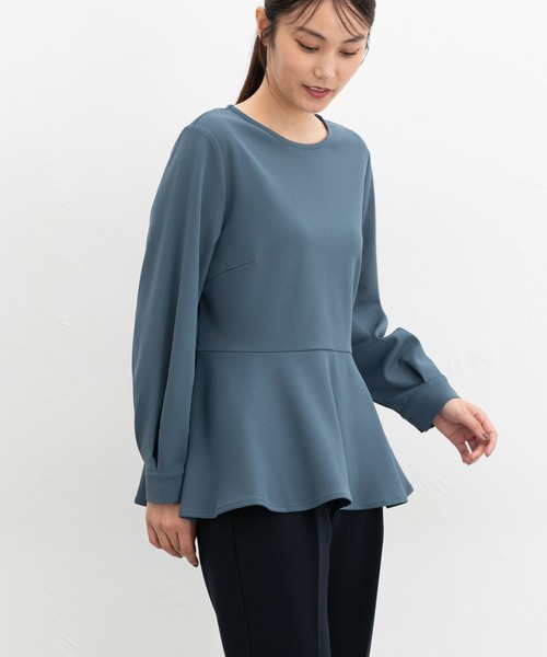 Honeys(ハニーズ)の「ペプラムトップス(Tシャツ/カットソー・レディース・ネイビー/モカ/ブラック/ブルーグリーン・S/M/L/LL/3L)」の15枚目の写真