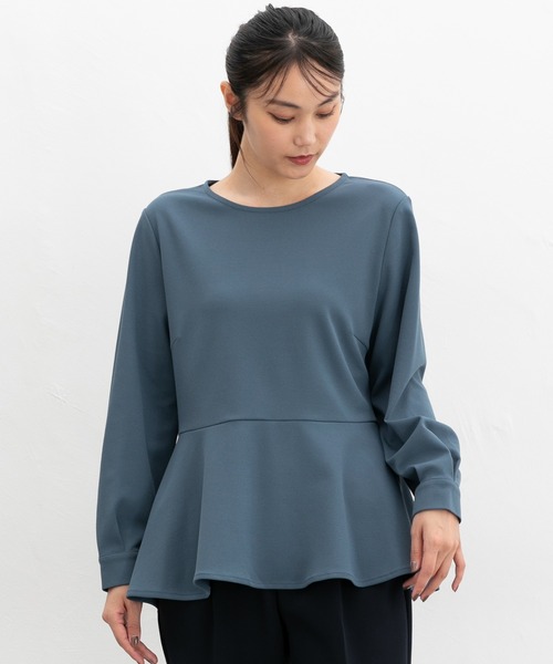 Honeys(ハニーズ)の「ペプラムトップス(Tシャツ/カットソー・レディース・ネイビー/モカ/ブラック/ブルーグリーン・S/M/L/LL/3L)」の16枚目の写真