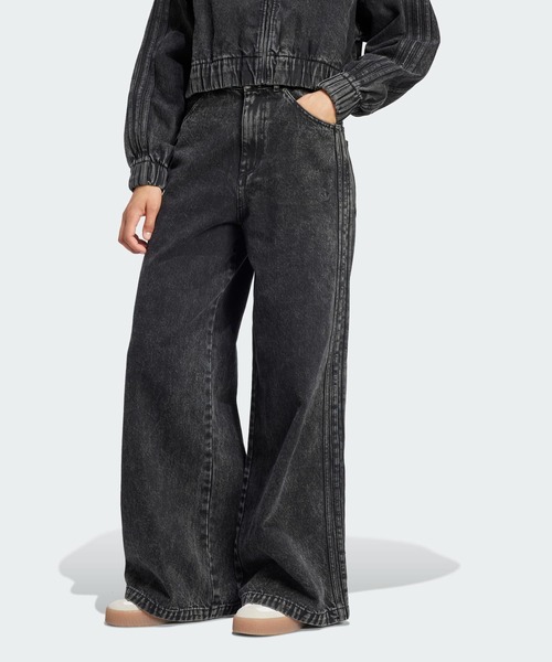 adidas（アディダス）の「プレミアム エッセンシャルズ ワイドレッグデニムパンツ / アディダスオリジナルス adidas Originals（デニムパンツ・レディース・ブラック・34inch/33inch/32inch/31inch/30inch/29inch/28inch/27inch/26inch/25inch）」の3枚目の写真