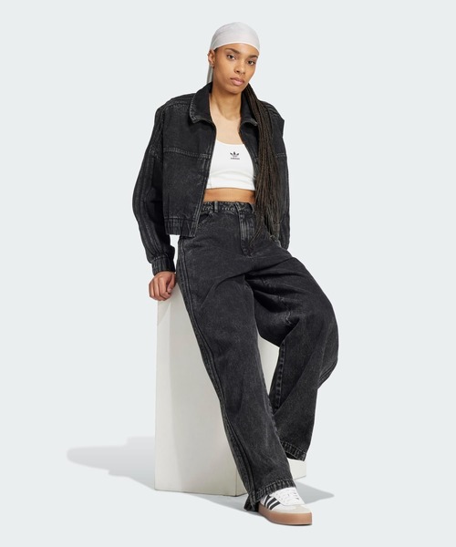 adidas（アディダス）の「プレミアム エッセンシャルズ ワイドレッグデニムパンツ / アディダスオリジナルス adidas Originals（デニムパンツ・レディース・ブラック・34inch/33inch/32inch/31inch/30inch/29inch/28inch/27inch/26inch/25inch）」の6枚目の写真