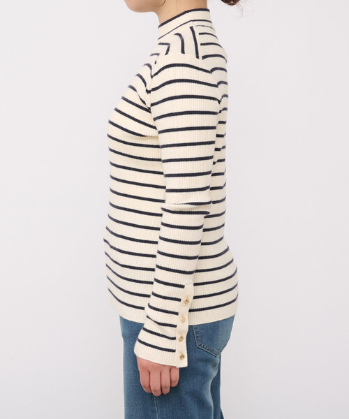 【セール】《MIKI's企画》ハイネック袖ボタンリブニット(ニット/セーター)|un dix cors(アンディコール) 【セール】《MIKI's企画》ハイネック袖ボタンリブニット(ニット/セーター)|un dix cors(アンディコール)