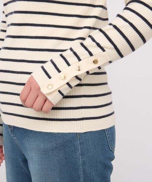 【セール】《MIKI's企画》ハイネック袖ボタンリブニット(ニット/セーター)|un dix cors(アンディコール) 【セール】《MIKI's企画》ハイネック袖ボタンリブニット(ニット/セーター)|un dix cors(アンディコール)