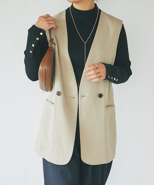 【セール】《MIKI's企画》ハイネック袖ボタンリブニット(ニット/セーター)|un dix cors(アンディコール) 【セール】《MIKI's企画》ハイネック袖ボタンリブニット(ニット/セーター)|un dix cors(アンディコール)