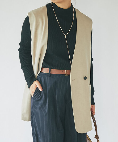 【セール】《MIKI's企画》ハイネック袖ボタンリブニット(ニット/セーター)|un dix cors(アンディコール) 【セール】《MIKI's企画》ハイネック袖ボタンリブニット(ニット/セーター)|un dix cors(アンディコール)