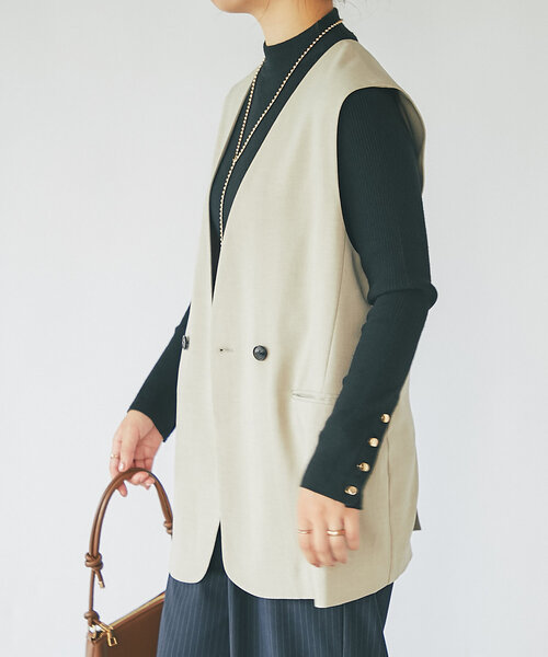 【セール】《MIKI's企画》ハイネック袖ボタンリブニット(ニット/セーター)|un dix cors(アンディコール) 【セール】《MIKI's企画》ハイネック袖ボタンリブニット(ニット/セーター)|un dix cors(アンディコール)