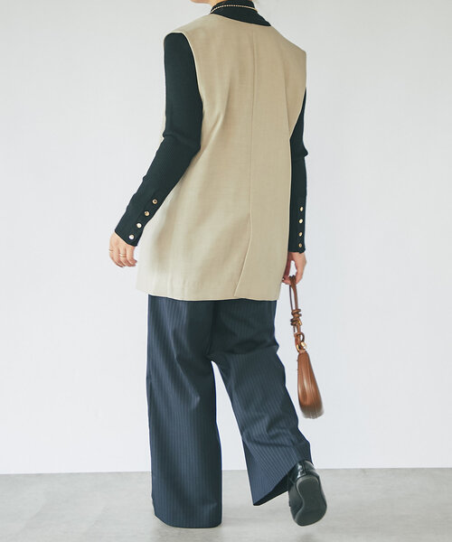 【セール】《MIKI's企画》ハイネック袖ボタンリブニット(ニット/セーター)|un dix cors(アンディコール) 【セール】《MIKI's企画》ハイネック袖ボタンリブニット(ニット/セーター)|un dix cors(アンディコール)