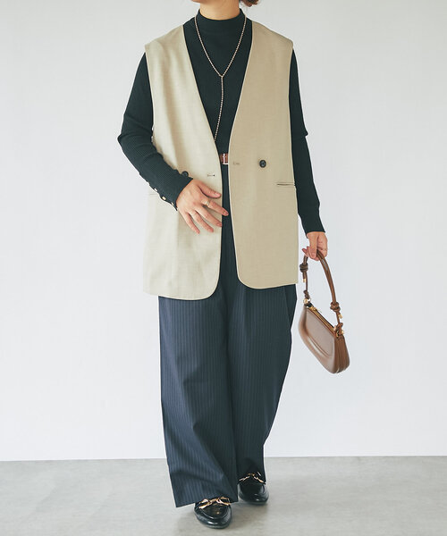 【セール】《MIKI's企画》ハイネック袖ボタンリブニット(ニット/セーター)|un dix cors(アンディコール) 【セール】《MIKI's企画》ハイネック袖ボタンリブニット(ニット/セーター)|un dix cors(アンディコール)