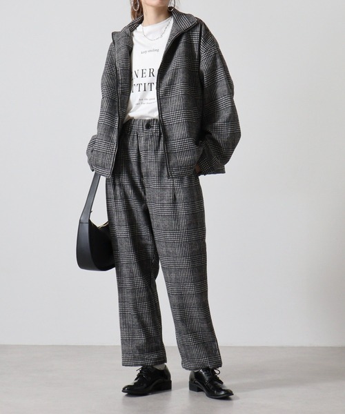 SUGGESTION(サジェッション)の「Melton wide pants / メルトン ワイドパンツ unisex(その他パンツ・メンズ・チェック/ブラック/グレイッシュベージュ・L/M)」の16枚目の写真