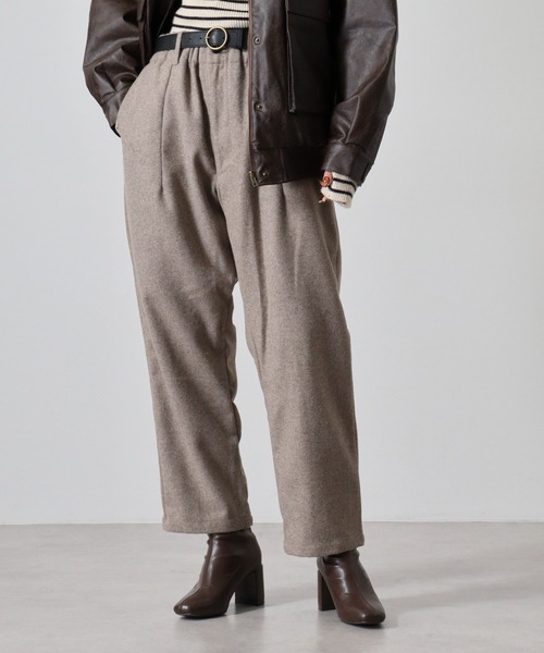 SUGGESTION(サジェッション)の「Melton wide pants / メルトン ワイドパンツ unisex(その他パンツ・メンズ・チェック/ブラック/グレイッシュベージュ・L/M)」の9枚目の写真