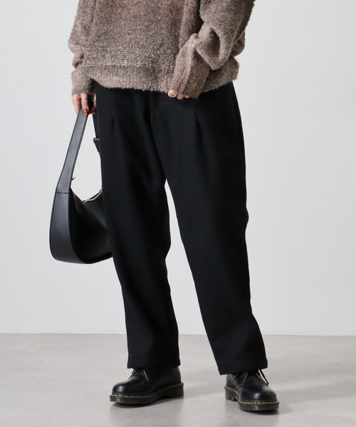 SUGGESTION(サジェッション)の「Melton wide pants / メルトン ワイドパンツ unisex(その他パンツ・メンズ・チェック/ブラック/グレイッシュベージュ・L/M)」の5枚目の写真
