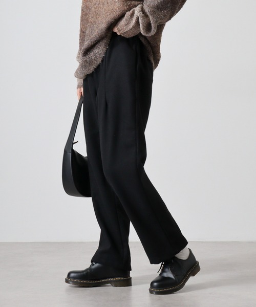 SUGGESTION(サジェッション)の「Melton wide pants / メルトン ワイドパンツ unisex(その他パンツ・メンズ・チェック/ブラック/グレイッシュベージュ・L/M)」の4枚目の写真