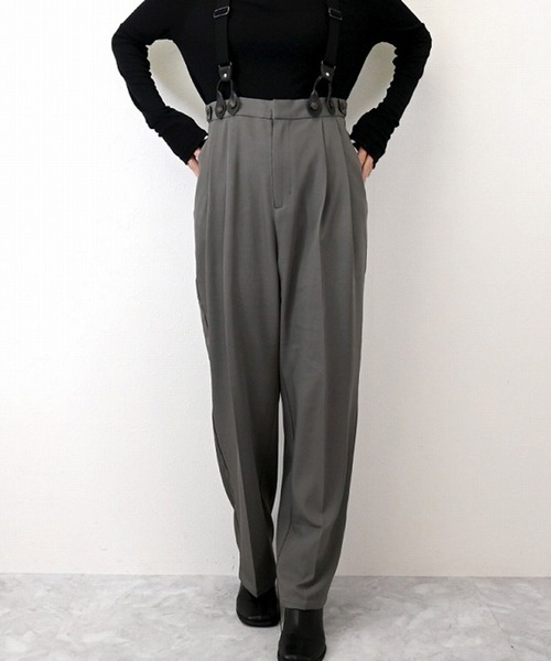 STYLEBLOCK(スタイルブロック)の「ツイルサスペンダー付きパンツ(その他パンツ・レディース・カーキ/ブラック/ネイビー/グレー・M)」の3枚目の写真