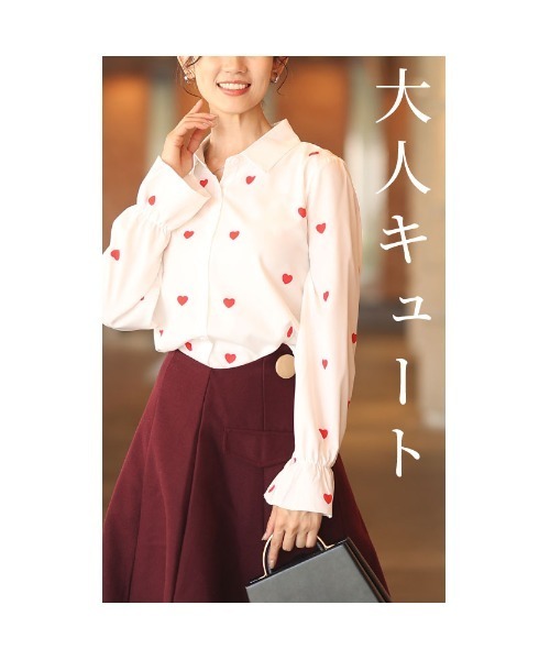 Sawa a la mode(サワアラモード)の「ミニハート柄キャンディースリーブブラウス(シャツ/ブラウス・レディース・ホワイト/ブラック・FREE)」の6枚目の写真