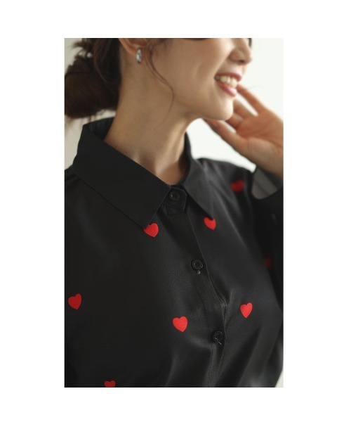 Sawa a la mode(サワアラモード)の「ミニハート柄キャンディースリーブブラウス(シャツ/ブラウス・レディース・ホワイト/ブラック・FREE)」の16枚目の写真