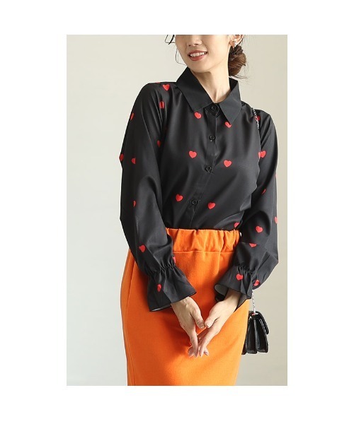 Sawa a la mode(サワアラモード)の「ミニハート柄キャンディースリーブブラウス(シャツ/ブラウス・レディース・ホワイト/ブラック・FREE)」の20枚目の写真