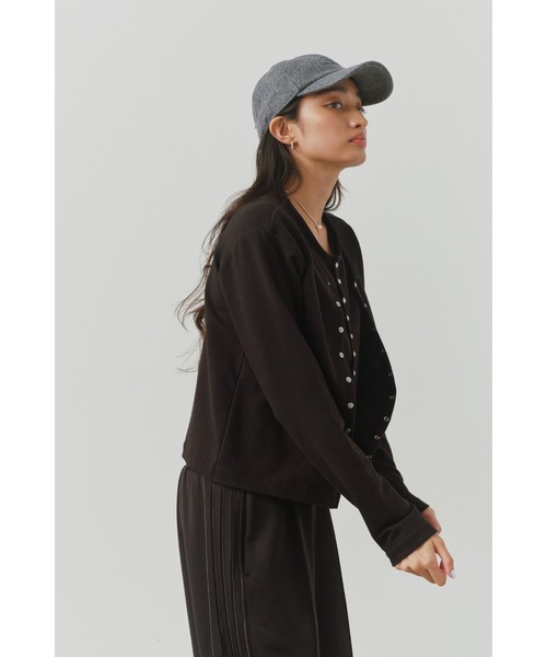 ALEXIA STAM（アリシアスタン）の「Layered Snap Cardigan /レイヤードカーディガン（カーディガン/ボレロ・レディース・ブラック/グレー/レッド・FREE）」の6枚目の写真