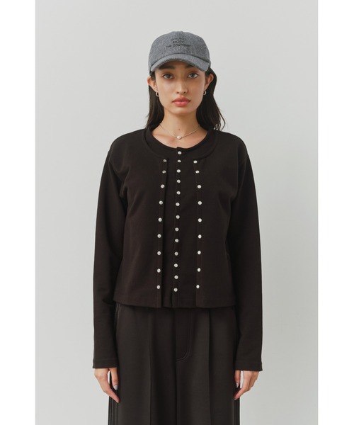 ALEXIA STAM（アリシアスタン）の「Layered Snap Cardigan /レイヤードカーディガン（カーディガン/ボレロ・レディース・ブラック/グレー/レッド・FREE）」の10枚目の写真