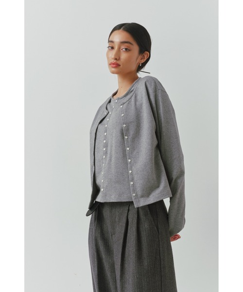 ALEXIA STAM（アリシアスタン）の「Layered Snap Cardigan /レイヤードカーディガン（カーディガン/ボレロ・レディース・ブラック/グレー/レッド・FREE）」の17枚目の写真