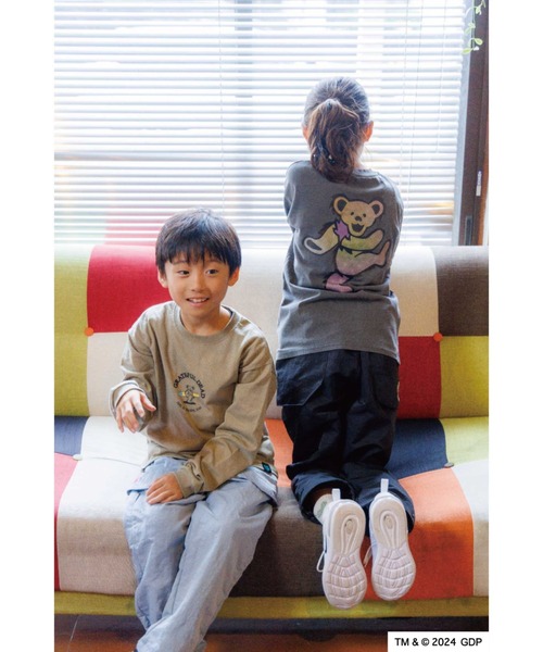 Grateful Dead（グレイトフルデッド）の「RIVER SIDE CULTURE/GRATEFULDEAD(グレイトフルデッド) 麻の葉柄 ロンT KIDS (M4)（Tシャツ/カットソー・キッズ・ベージュ/チャコールグレー・100/110/120/130/140/150/160）」の2枚目の写真