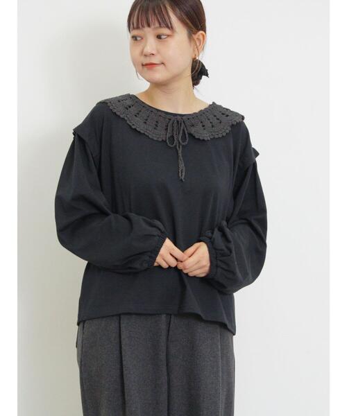 Samansa Mos2（サマンサ モスモス）の「取り外し配色襟付きカットソー（Tシャツ/カットソー・レディース・グリーン/ブラック/キナリ・F）」の21枚目の写真