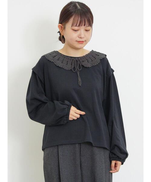 Samansa Mos2（サマンサ モスモス）の「取り外し配色襟付きカットソー（Tシャツ/カットソー・レディース・グリーン/ブラック/キナリ・F）」の22枚目の写真