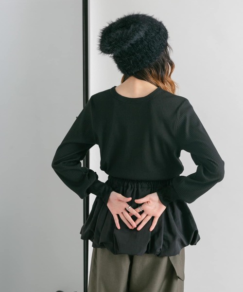 KBF（ケイビーエフ）の「フェザーヤーンBIGビーニー（ニットキャップ/ビーニー・レディース・アイボリー/ブラック・ONE）」の5枚目の写真