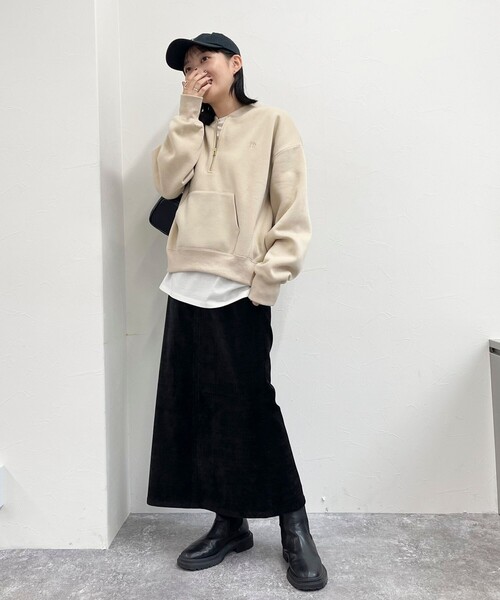 fredy emue（フレディエミュ）の「FR刺繍裏毛ハーフZIP スウェット（スウェット・レディース・チャコールグレー/ピンク/ライトグレー/ベージュ・38）」の6枚目の写真