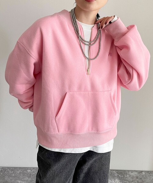 fredy emue（フレディエミュ）の「FR刺繍裏毛ハーフZIP スウェット（スウェット・レディース・チャコールグレー/ピンク/ライトグレー/ベージュ・38）」の19枚目の写真