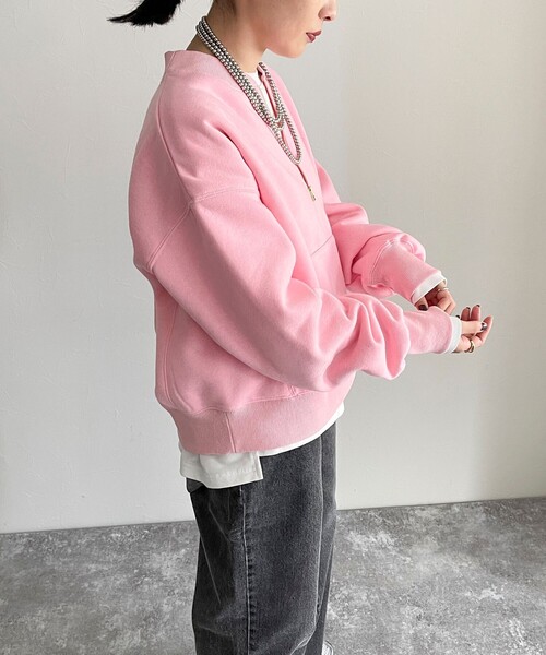 fredy emue（フレディエミュ）の「FR刺繍裏毛ハーフZIP スウェット（スウェット・レディース・チャコールグレー/ピンク/ライトグレー/ベージュ・38）」の20枚目の写真