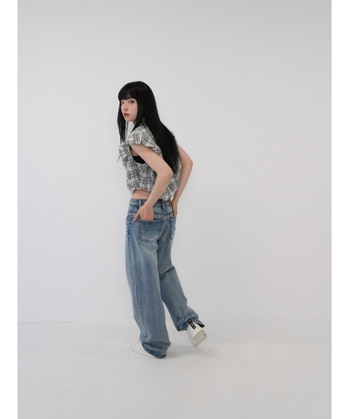 Enewd nina（エニュードニーナ）の「【ZOZO限定】ボリューム チェック シャツ ブラウス ノースリーブ（シャツ/ブラウス・レディース・グレー・FREE）」の22枚目の写真